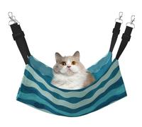 hgnbcsa Blue Wave Stripe Cat Nap Bed & Window Perch Hammock, Soft Washable Pet Lounge For Indoor Cats, Adjustable Straps