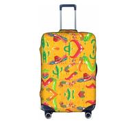 hgnbcsa Cactus Hat and Chili Pepper Printed Luggage Wrap, Anti Scratch Trunk Skin, Double Sided Pattern Sleeve, for Airport Transit