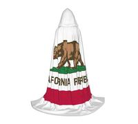 hgnbcsa California State Flag Print Hooded Cape For Full Length Teenagers, Halloween Long Cloak With Hood Unisex Robe Costume