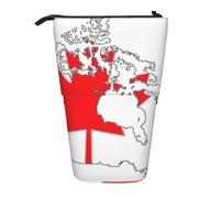hgnbcsa Canadian Flag Map Print Zipper Pencil Case, Telescopic Design Bag, Compact to Expandable, for Stationery Cosmetic Items