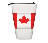 hgnbcsa Canadian Flag Print Zipper Pencil Case, Telescopic Design Bag, Compact to Expandable, for Stationery Cosmetic Items