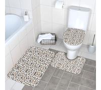 hgnbcsa Dinosaur Printed Bathroom Carpet, Non Slip Flannel Mat Set, Durable Contoured Toilet Rugs, For Guest Room