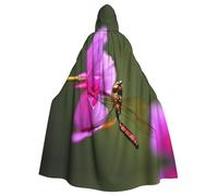 hgnbcsa Dragonfly On The Flower Print Cloak With Hood For Men Women, Long Hooded Cape Adult Halloween Cosplay Costume For Party