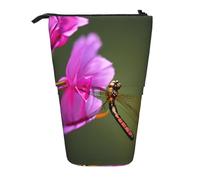 hgnbcsa Dragonfly On The Flower Print Zipper Pencil Case, Telescopic Design Bag, Compact to Expandable, for Stationery Cosmetic Items