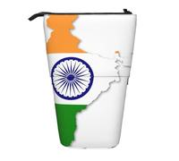 hgnbcsa Flag Map of India Print Zipper Pencil Case, Telescopic Design Bag, Compact to Expandable, for Stationery Cosmetic Items