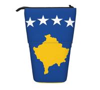 hgnbcsa Flag of Kosovo Print Zipper Pencil Case, Telescopic Design Bag, Compact to Expandable, for Stationery Cosmetic Items