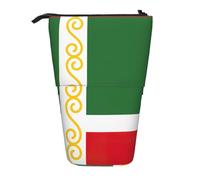 hgnbcsa Flag of The Chechen Republic Print Zipper Pencil Case, Telescopic Design Bag, Compact to Expandable, for Stationery Cosmetic Items