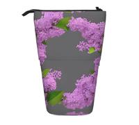 hgnbcsa Framing Lilac Flowers in Blossom Print Zipper Pencil Case, Telescopic Design Bag, Compact to Expandable, for Stationery Cosmetic Items