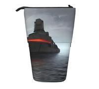 hgnbcsa Giant Nuclear Ship Print Zipper Pencil Case, Telescopic Design Bag, Compact to Expandable, for Stationery Cosmetic Items