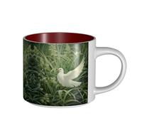 hgnbcsa Grass and Dove Print Full Wrap Printed Mugs, Large Capacity Ceramic Mugs, with Non-Slip Bottom for Home Kitchen Office
