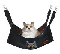 hgnbcsa Halloween Owl Ghost Pumpkin 1 Cat Nap Bed & Window Perch Hammock, Soft Washable Pet Lounge For Indoor Cats, Adjustable Straps