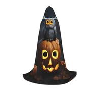 hgnbcsa Halloween Owl Ghost Pumpkin 1 Print Hooded Cape For Full Length Teenagers, Halloween Long Cloak With Hood Unisex Robe Costume