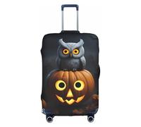 hgnbcsa Halloween Owl Ghost Pumpkin 1 Printed Luggage Wrap, Anti Scratch Trunk Skin, Double Sided Pattern Sleeve, for Airport Transit