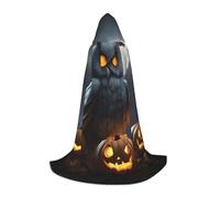 hgnbcsa Halloween Owl Ghost Pumpkin Print Hooded Cape For Full Length Teenagers, Halloween Long Cloak With Hood Unisex Robe Costume