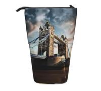 hgnbcsa Historic London Bridge Print Zipper Pencil Case, Telescopic Design Bag, Compact to Expandable, for Stationery Cosmetic Items