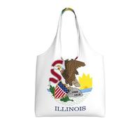 Hgnbcsa Illinois State Flag Canvas Shoulder Bag For Women, Large Spacious Tote For Everyday Commute Grocery Shopping Travel