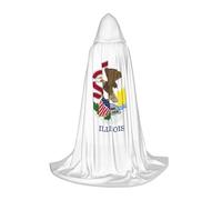 hgnbcsa Illinois State Flag Print Hooded Cape For Full Length Teenagers, Halloween Long Cloak With Hood Unisex Robe Costume