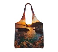 Hgnbcsa Ireland Sunset Seascape Canvas Shoulder Bag For Women, Large Spacious Tote For Everyday Commute Grocery Shopping Travel