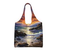 Hgnbcsa Ireland Sunset Seascape Canvas Shoulder Bag For Women, Large Spacious Tote For Everyday Commute Grocery Shopping Travel