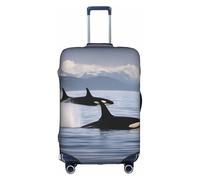 hgnbcsa Killer Whales Swim Along Printed Luggage Wrap, Anti Scratch Trunk Skin, Double Sided Pattern Sleeve, for Airport Transit