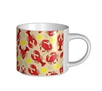 hgnbcsa Lobster and Crab Print Full Wrap Printed Mugs, Large Capacity Ceramic Mugs, with Non-Slip Bottom for Home Kitchen Office