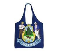 Hgnbcsa Maine State Flag Canvas Shoulder Bag For Women, Large Spacious Tote For Everyday Commute Grocery Shopping Travel