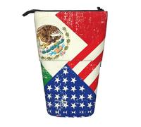 hgnbcsa Mexican American Flag Print Zipper Pencil Case, Telescopic Design Bag, Compact to Expandable, for Stationery Cosmetic Items