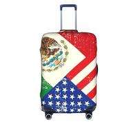 hgnbcsa Mexican American Flag Printed Luggage Wrap, Anti Scratch Trunk Skin, Double Sided Pattern Sleeve, for Airport Transit