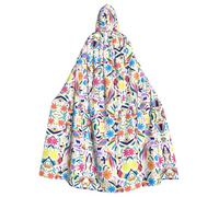 hgnbcsa Mexican Otomi Animals Print Cloak With Hood For Men Women, Long Hooded Cape Adult Halloween Cosplay Costume For Party