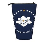 hgnbcsa Mississippi State Flag Print Zipper Pencil Case, Telescopic Design Bag, Compact to Expandable, for Stationery Cosmetic Items