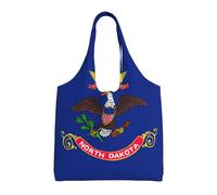 Hgnbcsa North Dakota State Flag Canvas Shoulder Bag For Women, Large Spacious Tote For Everyday Commute Grocery Shopping Travel