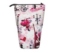 hgnbcsa Paris Eiffel Tower France Print Zipper Pencil Case, Telescopic Design Bag, Compact to Expandable, for Stationery Cosmetic Items