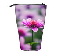 hgnbcsa Pink Flower Purple Butterfly 1 Print Zipper Pencil Case, Telescopic Design Bag, Compact to Expandable, for Stationery Cosmetic Items