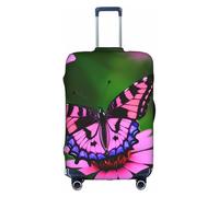 hgnbcsa Pink Flower Purple Butterfly Printed Luggage Wrap, Anti Scratch Trunk Skin, Double Sided Pattern Sleeve, for Airport Transit