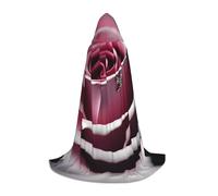 hgnbcsa Pink Rose Close Up Print Hooded Cape For Full Length Teenagers, Halloween Long Cloak With Hood Unisex Robe Costume