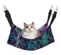 hgnbcsa Purple And Teal Flowers Cat Nap Bed & Window Perch Hammock, Soft Washable Pet Lounge For Indoor Cats, Adjustable Straps
