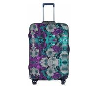hgnbcsa Purple and Teal Flowers Printed Luggage Wrap, Anti Scratch Trunk Skin, Double Sided Pattern Sleeve, for Airport Transit