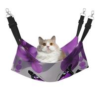 hgnbcsa Purple Butterfly And Flower 1 Cat Nap Bed & Window Perch Hammock, Soft Washable Pet Lounge For Indoor Cats, Adjustable Straps