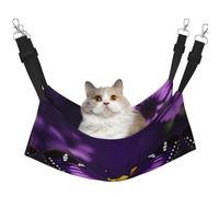 hgnbcsa Purple Butterfly And Flower Cat Nap Bed & Window Perch Hammock, Soft Washable Pet Lounge For Indoor Cats, Adjustable Straps