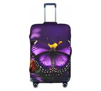 hgnbcsa Purple Butterfly and Flower Printed Luggage Wrap, Anti Scratch Trunk Skin, Double Sided Pattern Sleeve, for Airport Transit