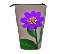 hgnbcsa Purple Flower Print Zipper Pencil Case, Telescopic Design Bag, Compact to Expandable, for Stationery Cosmetic Items