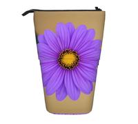 hgnbcsa Purple Flower Print Zipper Pencil Case, Telescopic Design Bag, Compact to Expandable, for Stationery Cosmetic Items