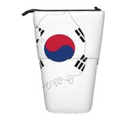 hgnbcsa Republic of Korea Flag Map Print Zipper Pencil Case, Telescopic Design Bag, Compact to Expandable, for Stationery Cosmetic Items