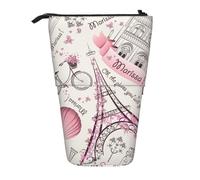 hgnbcsa Romantic Paris Butterfly Print Zipper Pencil Case, Telescopic Design Bag, Compact to Expandable, for Stationery Cosmetic Items