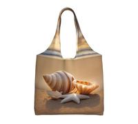 Hgnbcsa Seashell Landscape On The Beach Canvas Shoulder Bag For Women, Large Spacious Tote For Everyday Commute Grocery Shopping Travel