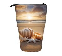 hgnbcsa Seashell Landscape On The Beach Print Zipper Pencil Case, Telescopic Design Bag, Compact to Expandable, for Stationery Cosmetic Items