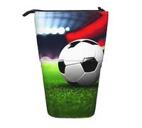 hgnbcsa Soccer Sports Ball Print Zipper Pencil Case, Telescopic Design Bag, Compact to Expandable, for Stationery Cosmetic Items