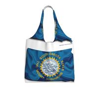 Hgnbcsa South Dakota Flag Map Canvas Shoulder Bag For Women, Large Spacious Tote For Everyday Commute Grocery Shopping Travel