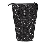 hgnbcsa Starry Divination Constellation Print Zipper Pencil Case, Telescopic Design Bag, Compact to Expandable, for Stationery Cosmetic Items