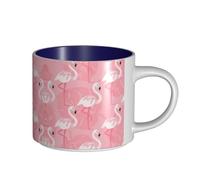 hgnbcsa Summer Flamingo Palm Leaves Print Full Wrap Printed Mugs, Large Capacity Ceramic Mugs, with Non-Slip Bottom for Home Kitchen Office